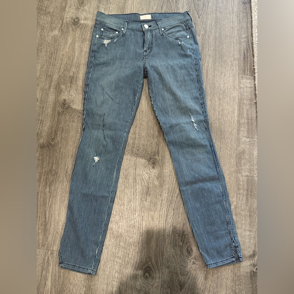 MOTHER Blue Striped Skinny Jeans